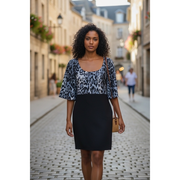 Di Nicci Dresses & Skirts - Chic Leopard Print and Black Women's Top